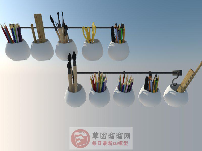 墙面笔筒铅笔SU模型