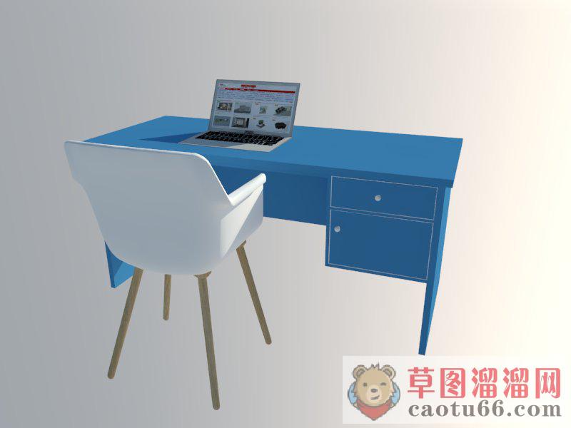 简易电脑桌椅笔记本SU模型
