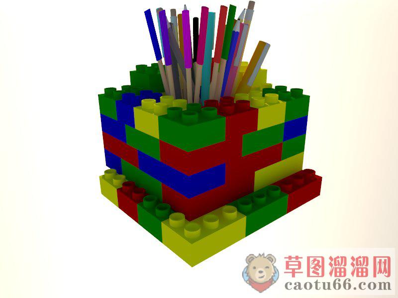 乐高积木笔筒SU模型