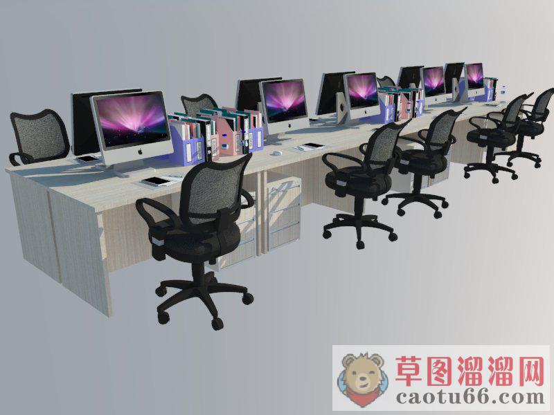 公司办公桌椅电脑SU模型