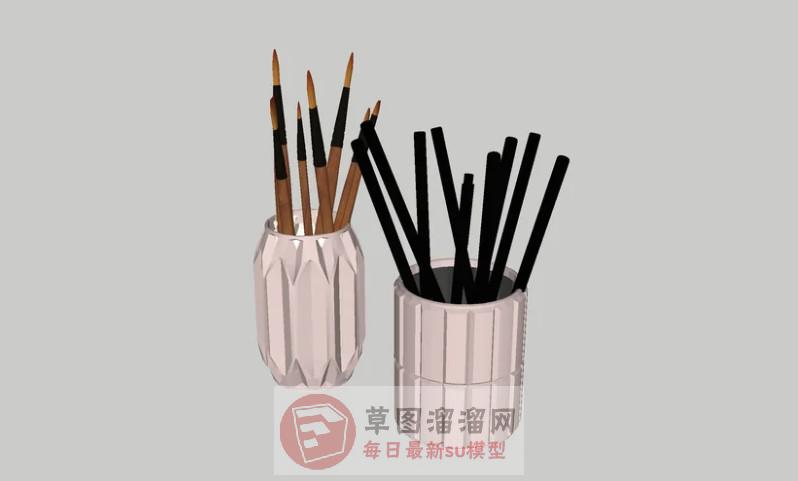 笔筒文具SU模型