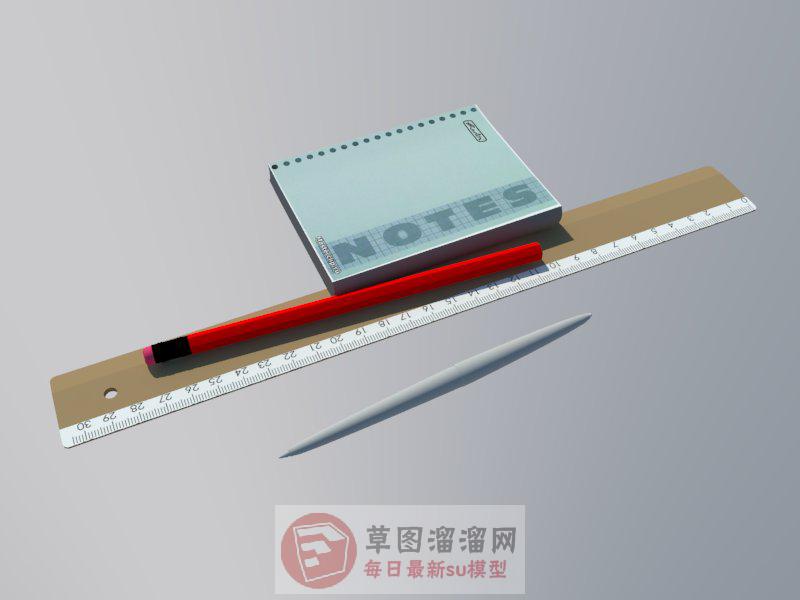 尺子笔记本铅笔SU模型