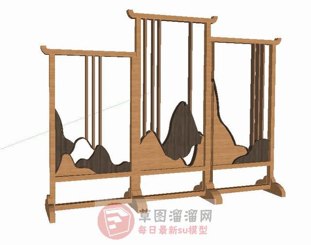 中式书房道具毛笔架SU模型