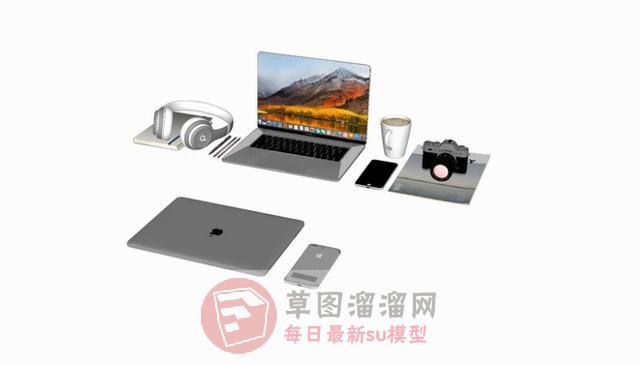 笔记本电脑耳机SU模型