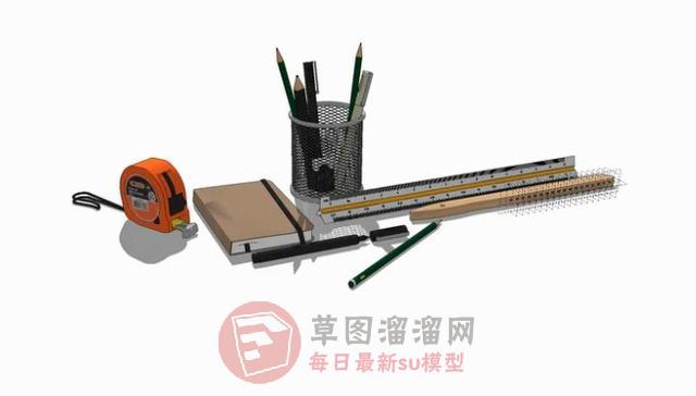 卷尺三角尺笔记本SU模型