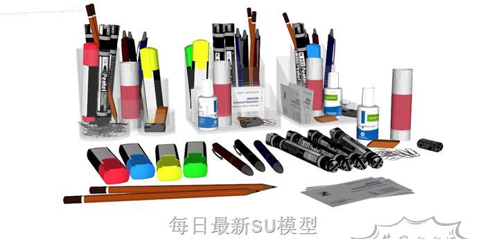 水性笔签字笔文具SU模型