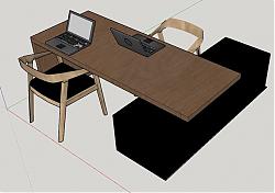 办公桌扶手椅笔记本SU模型 免费sketchup模型下载