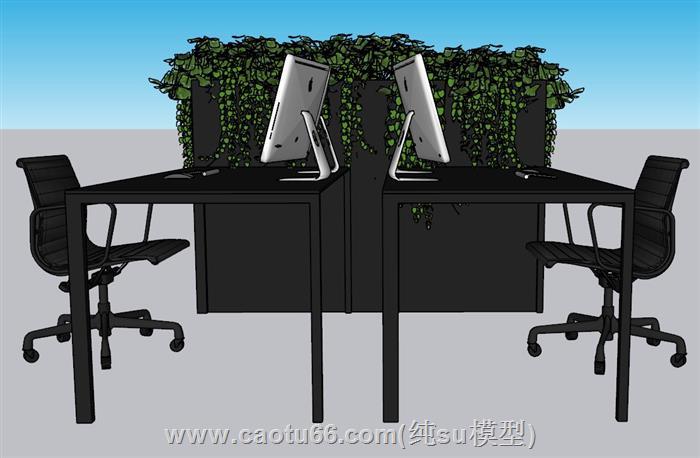 公司办公桌职工桌SU模型