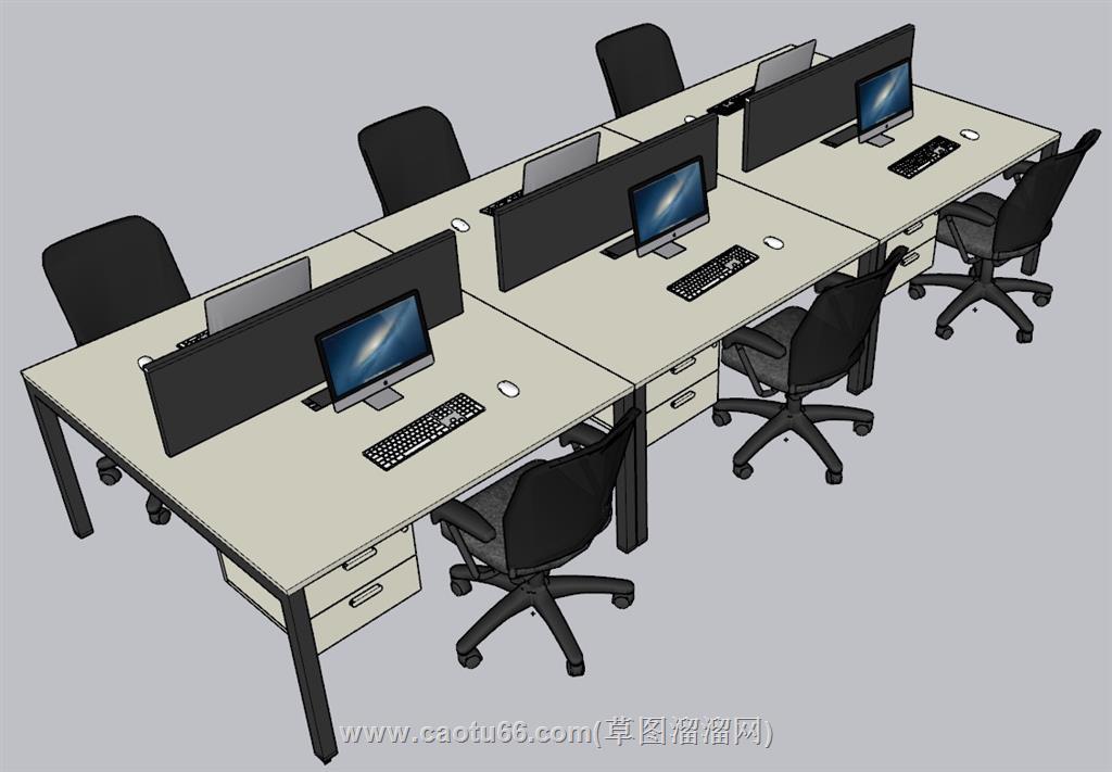 公司员工办公桌SU模型
