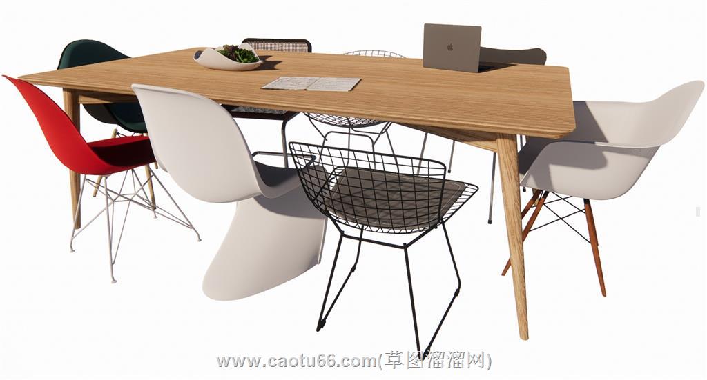 办公桌餐桌椅SU模型