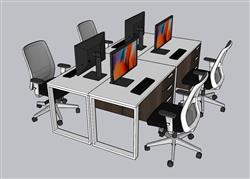 职工办公桌SU模型