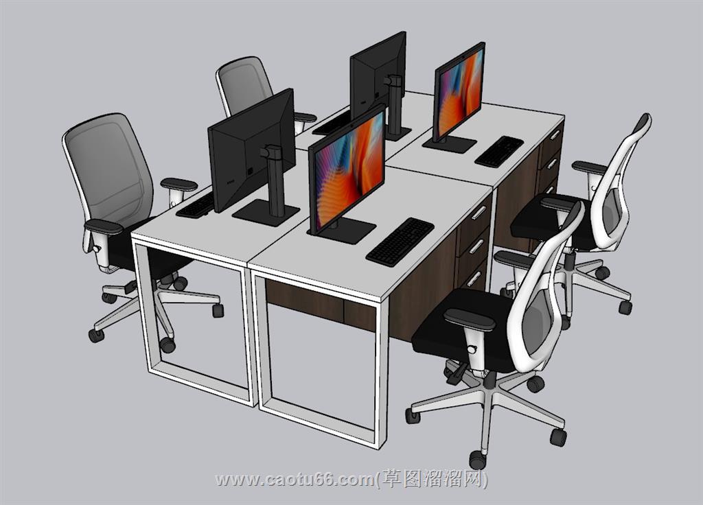 职工办公桌SU模型