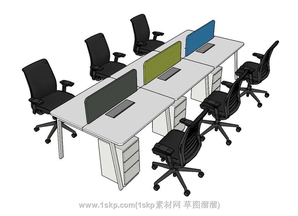 职工办公桌SU模型
