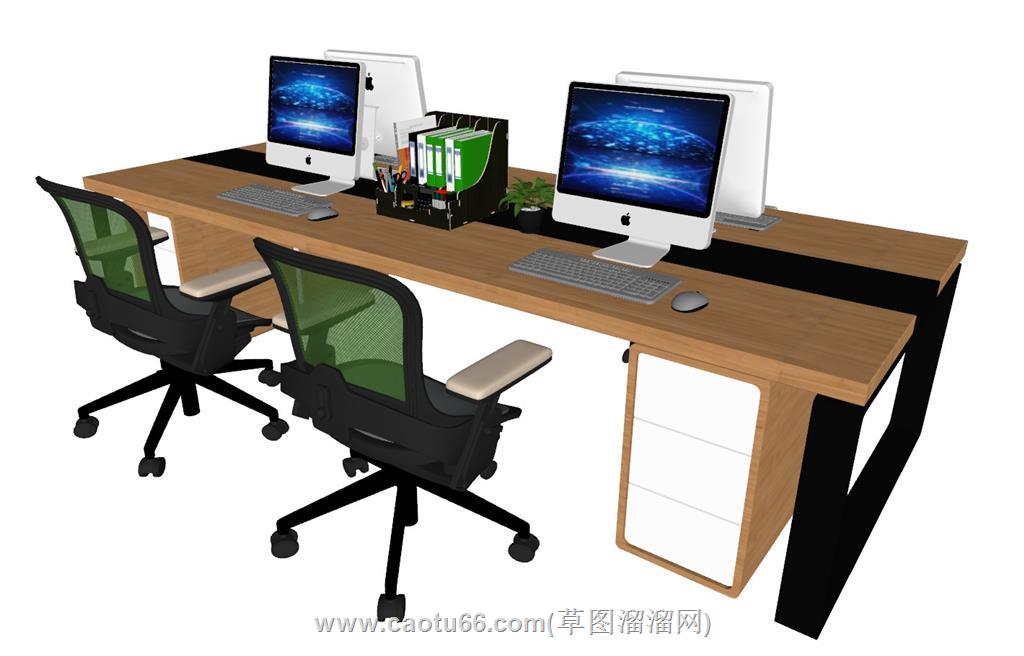 办公桌文件夹电脑SU模型