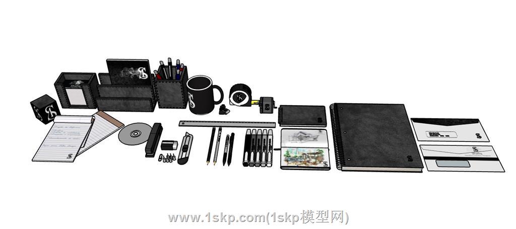 文具信封笔记本SU模型