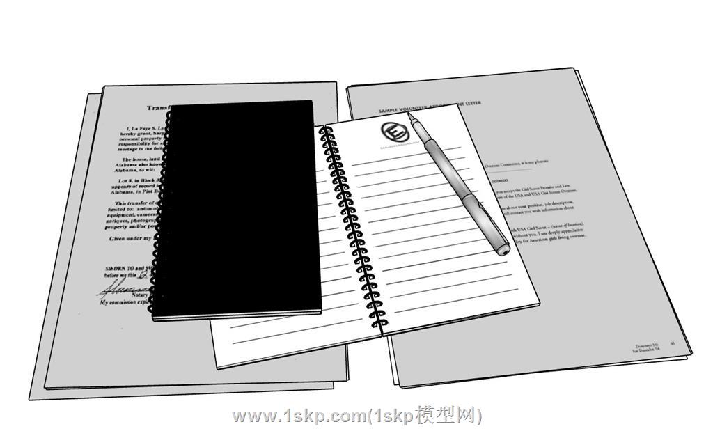 记事本笔记本SU模型
