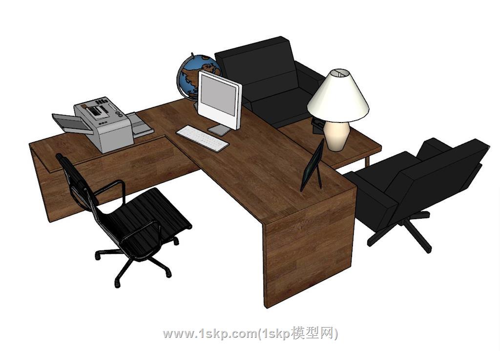 办公桌办公家具SU模型