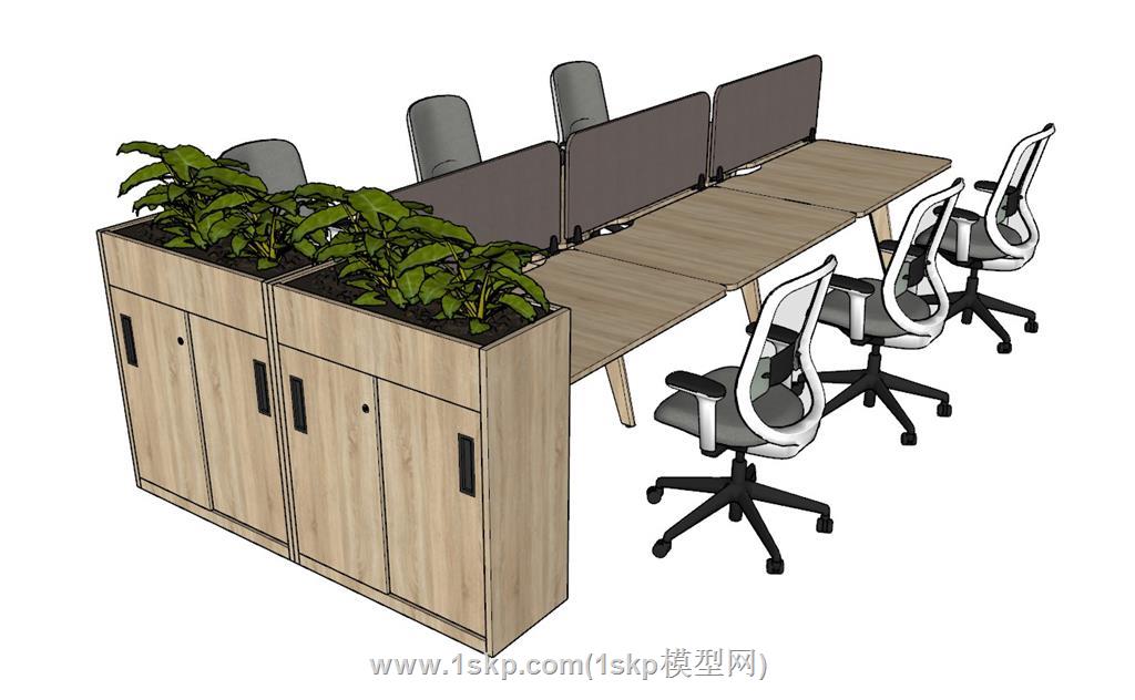 职工办公桌SU模型