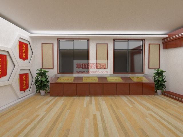 先进单位荣誉室展厅SU模型