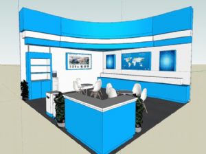 蓝色风格展厅SU模型 免费sketchup模型下载