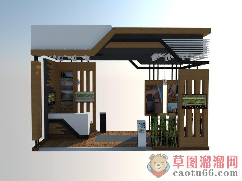 展厅前台竹子SU模型