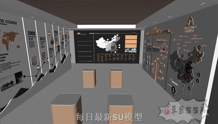 展厅企业文化墙SU模型