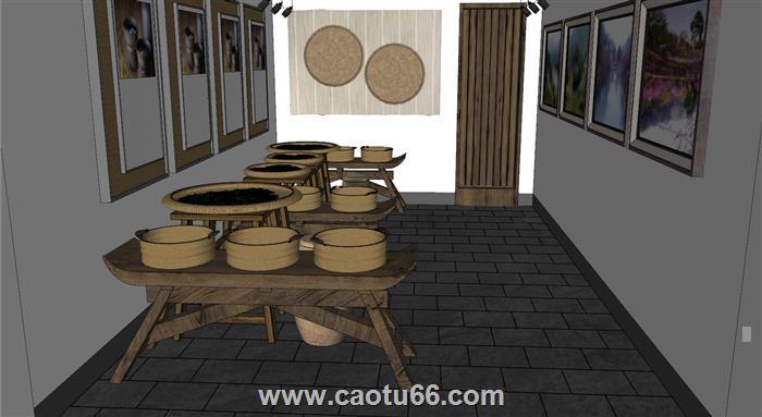 茶叶簸箕茶工坊SU模型