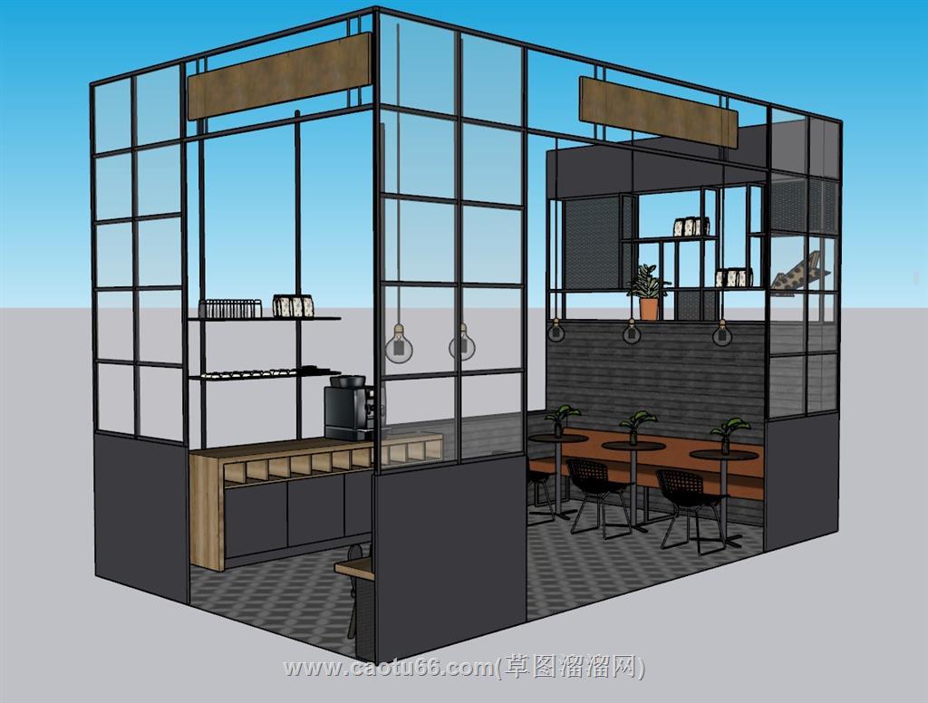 咖啡屋摊位展厅SU模型