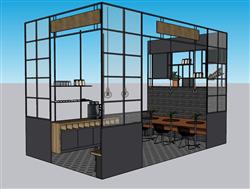 咖啡屋摊位展厅SU模型