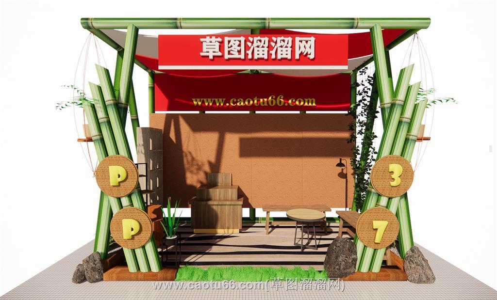 竹制展厅展位SU模型