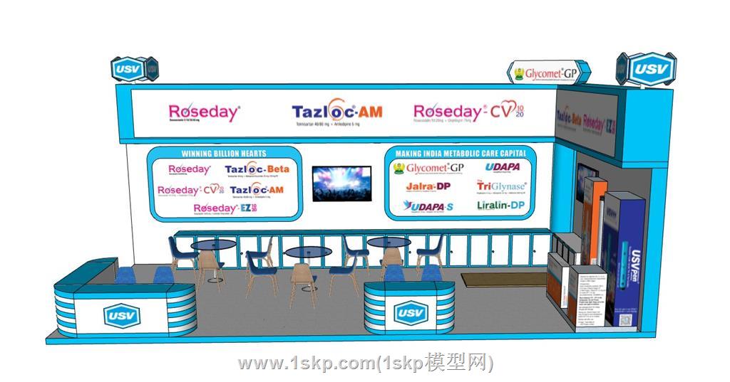 外国展厅展位SU模型