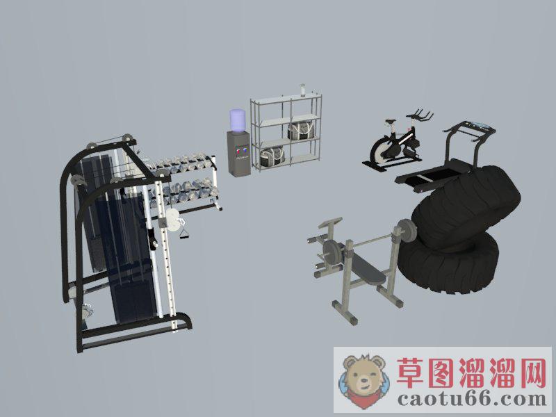 健身房健身器材SU模型