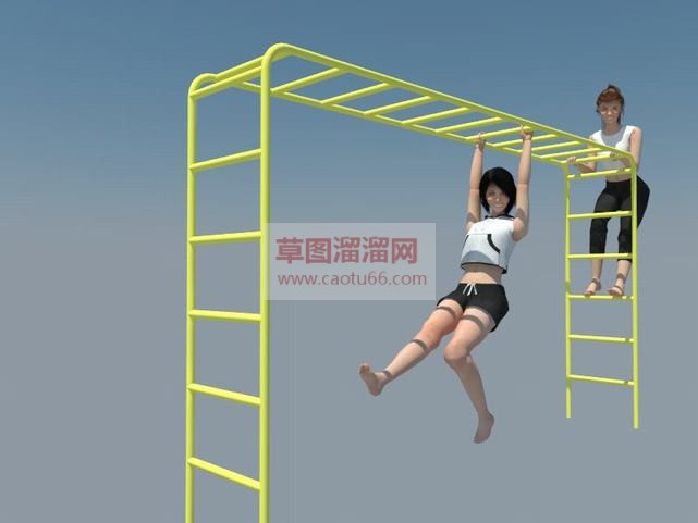 健身器材爬杆SU模型