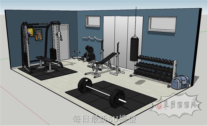 健身房健身器材锻炼SU模型