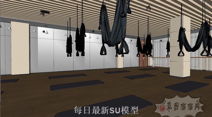 瑜伽训练室舞蹈室SU模型