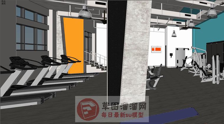 健身房健身器材SU模型