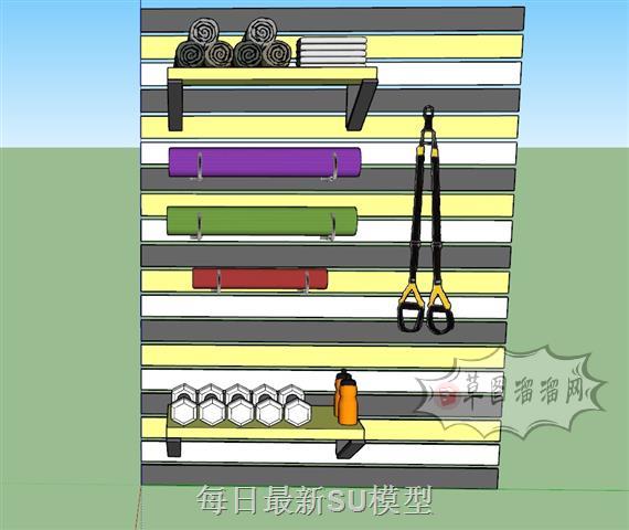 健身挂架墙饰SU模型