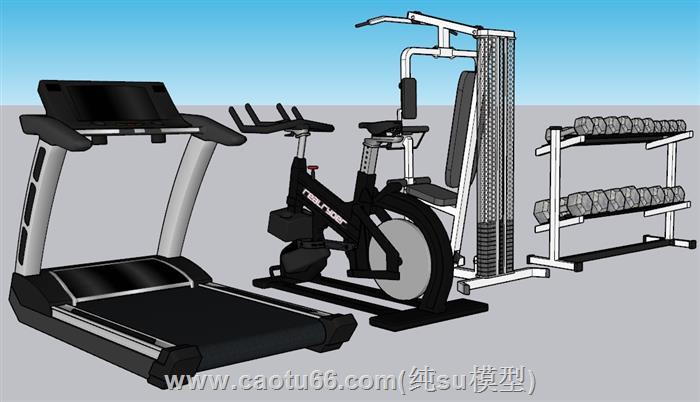健身器材跑步机动感单车SU模型