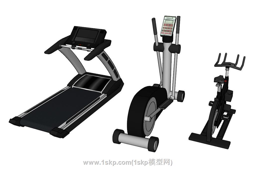 健身器材跑步机动感单车SU模型