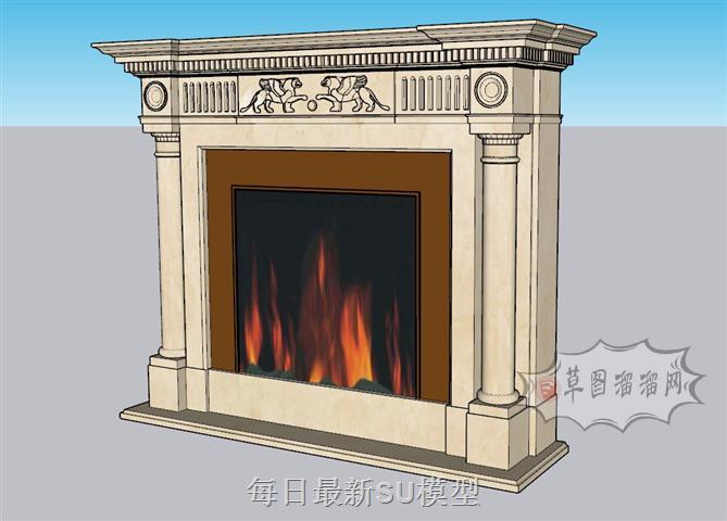 壁炉暖炉火炉SU模型