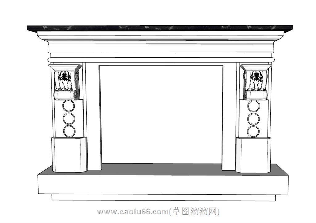 北欧壁炉SU模型