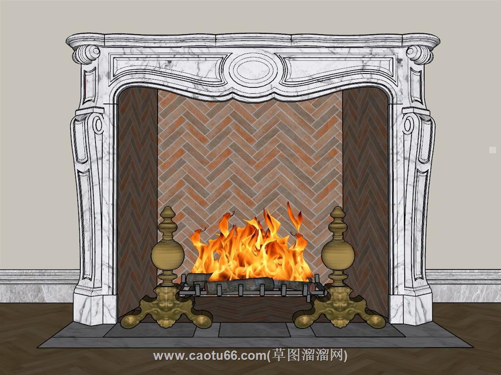 壁炉柴火SU模型