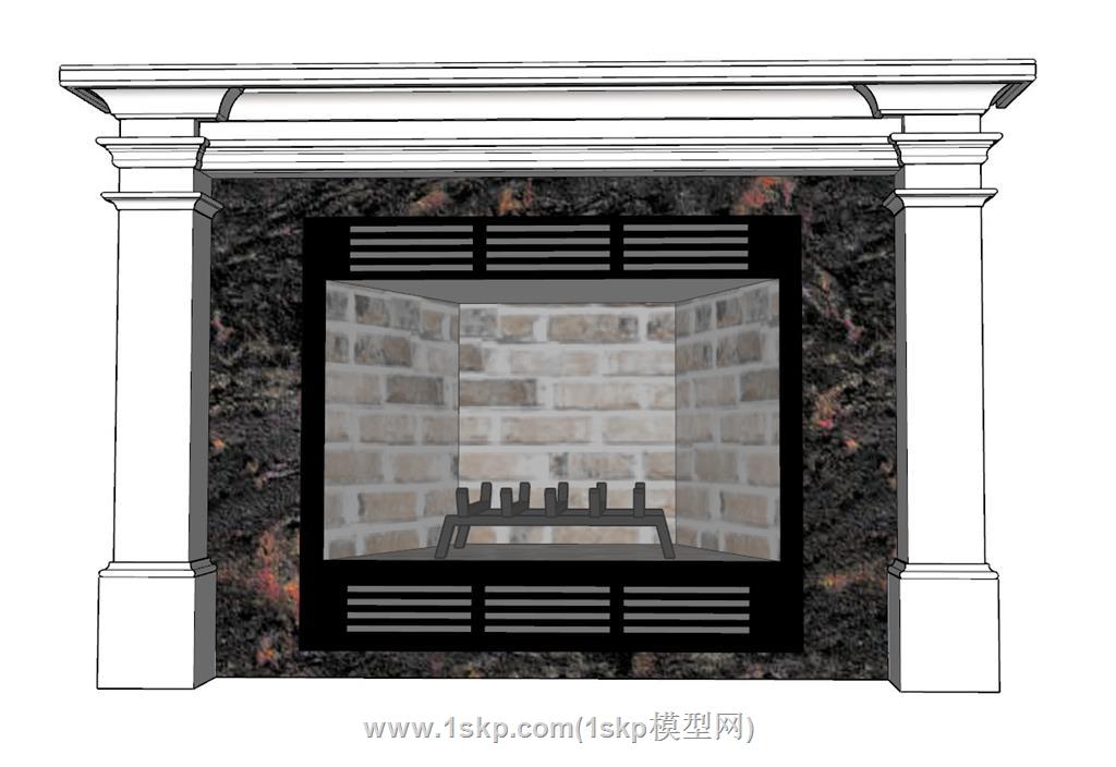 欧式壁炉SU模型