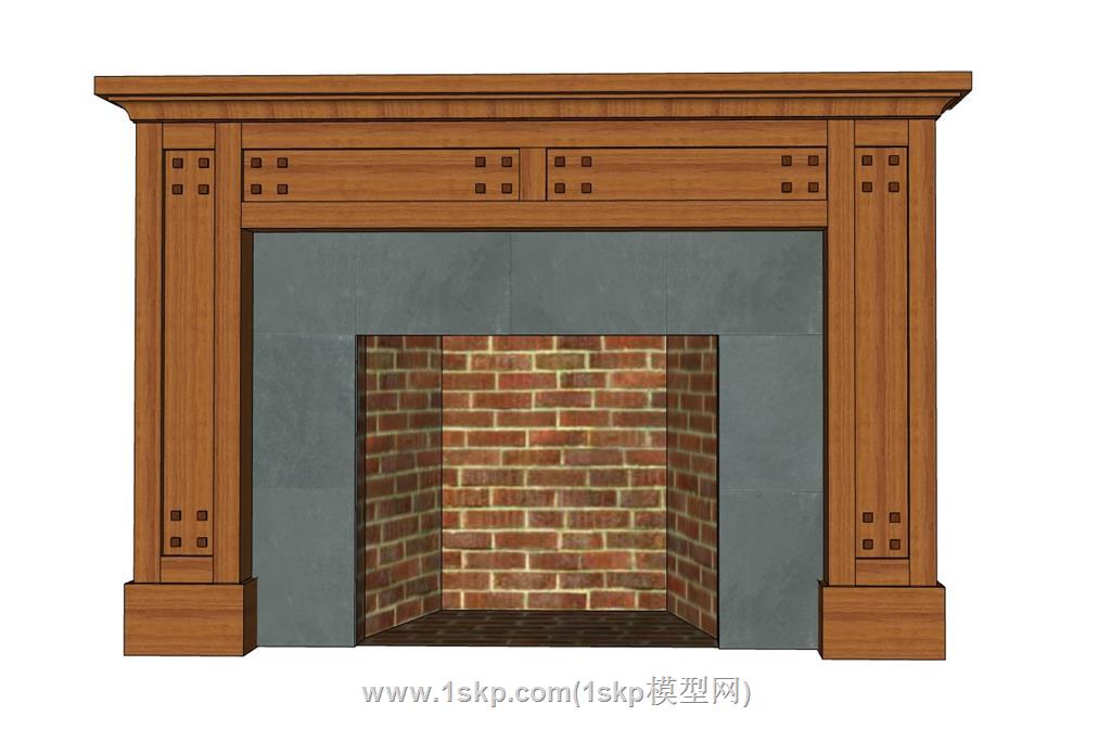 欧式木制壁炉SU模型