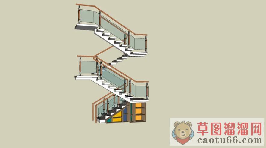室内剪刀楼梯SU模型