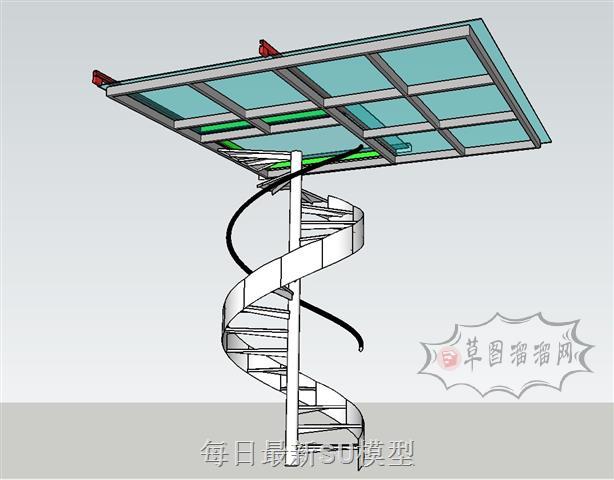 螺旋梯旋转梯楼梯SU模型