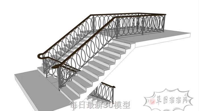 扶手步梯楼梯SU模型