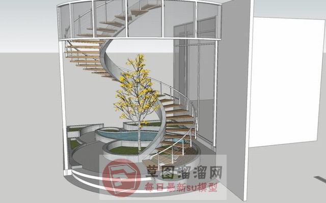 庭院旋转梯螺旋梯SU模型