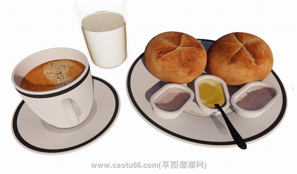 早餐甜点美食SU模型