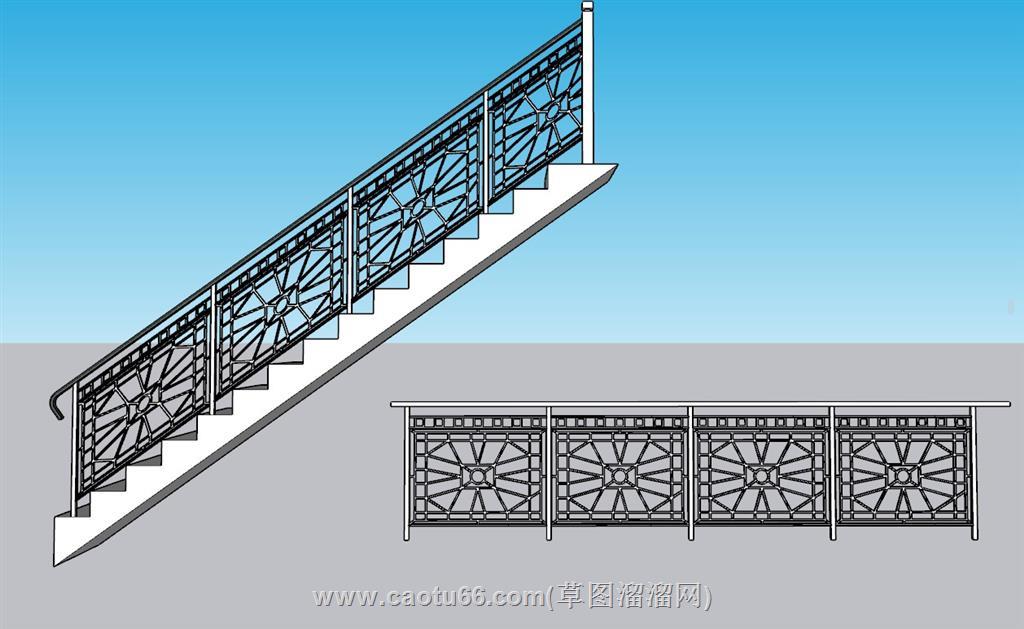 楼梯扶手栏杆SU模型